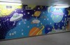 Space scene in day care mural
