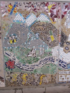 Mosaic section about recycling, nature