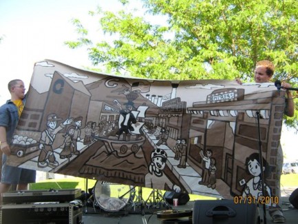 Unveiling of mural on stage
